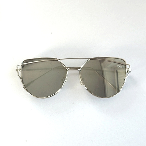 DIOR Reflective Palladium White/grey Silver Metal Framed Sunglasses/Dust Bags - Picture 4 of 12